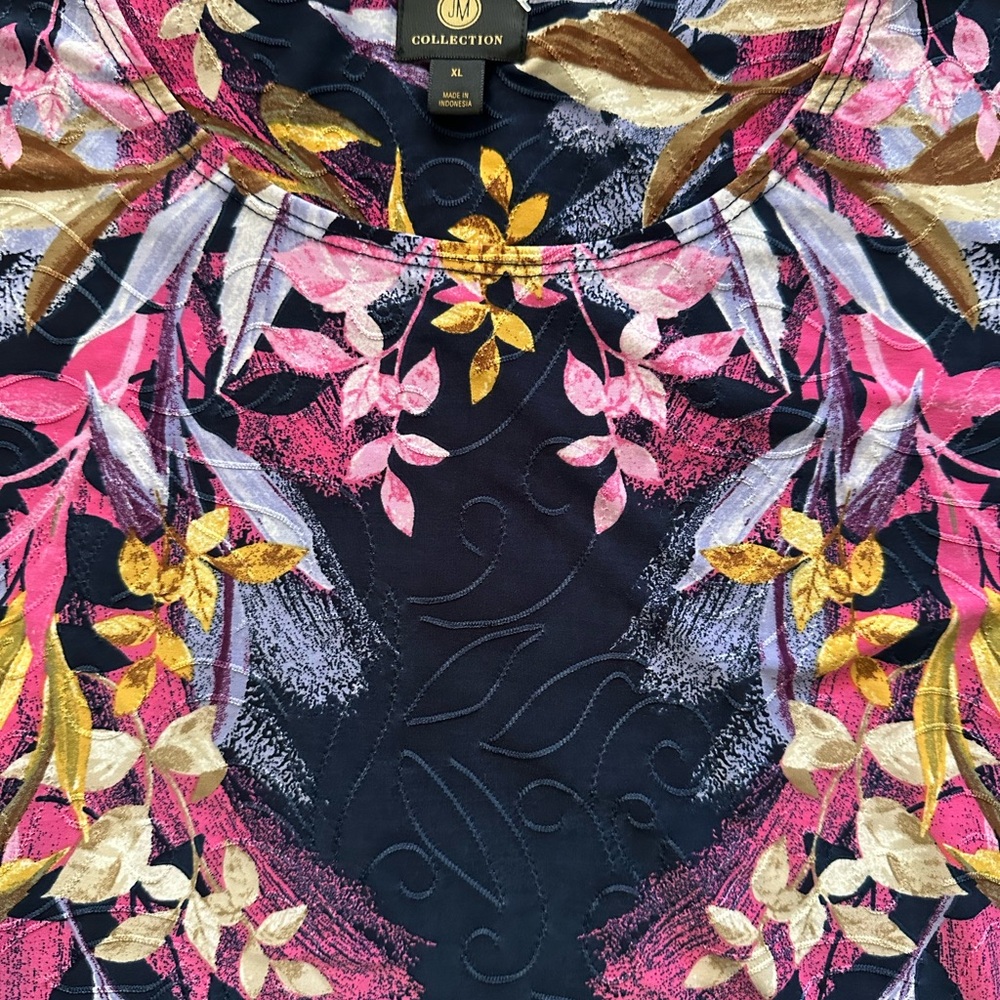 Collection B Women's Floral Top - Pink and Gold